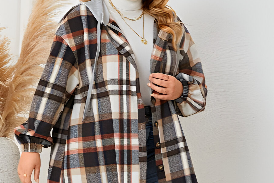 Plus Size Plaid Outerwear for Women